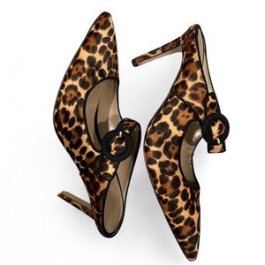 Ann Taylor Leopard Print Heels with Black Accents